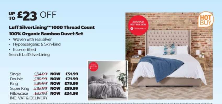 Luff SilverLining™ 1000 Thread Count 100% Organic Bamboo Duvet Set