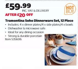 Tramontina Soho Dinnerware Set, 12 Piece