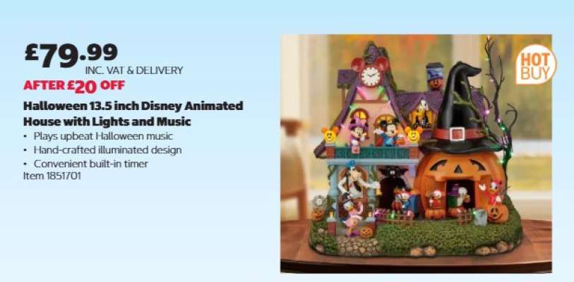 Halloween 13.5 inch Disney Animated House with Lights and Music