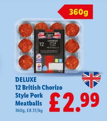 DELUXE 12 British Chorizo Style Pork Meatballs