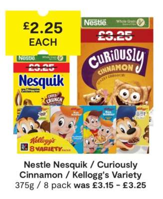 Nestle Nesquik / Curiously Cinnamon / Kellogg's Variety