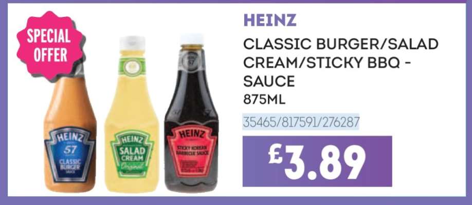 HEINZ CLASSIC BURGER/SALAD CREAM/STICKY BBQ - SAUCE