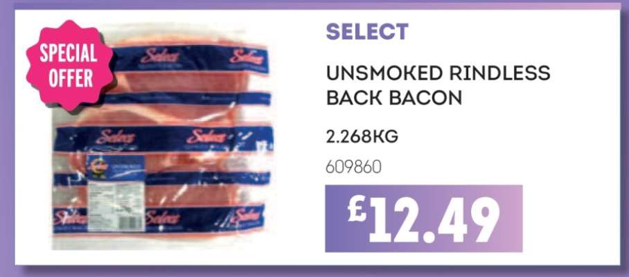Select Unsmoked Rindless Back Bacon