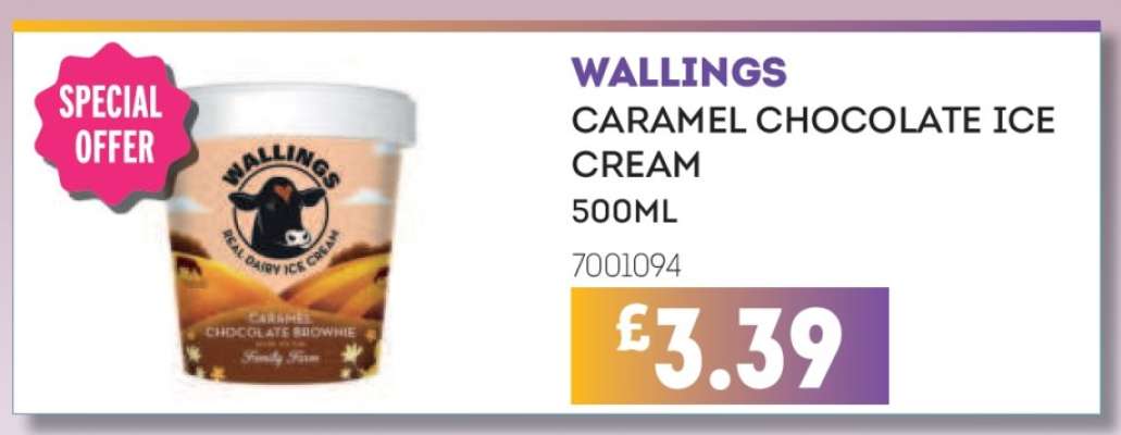 WALLINGS CARAMEL CHOCOLATE ICE CREAM