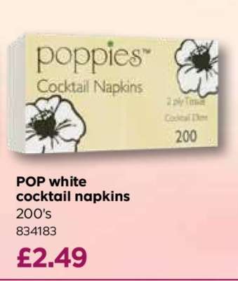 POP white cocktail napkins