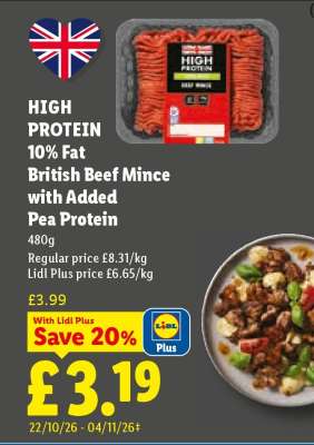 HIGH PROTEIN 10% Fat British Beef Mince with Added Pea Protein