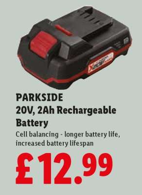 PARKSIDE 20V, 2Ah Rechargeable Battery