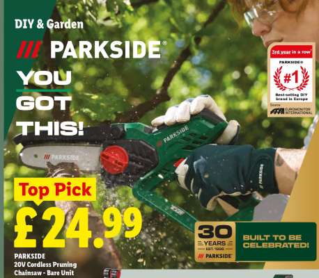 PARKSIDE 20V Cordless Pruning Chainsaw - Bare Unit