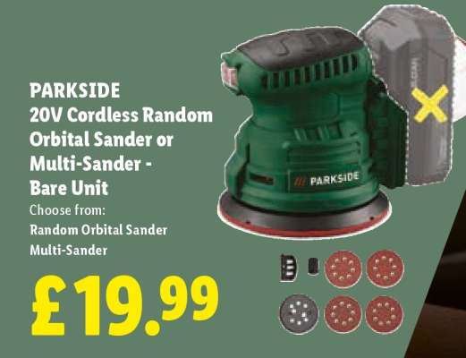 PARKSIDE 20V Cordless Random Orbital Sander or Multi-Sander - Bare Unit