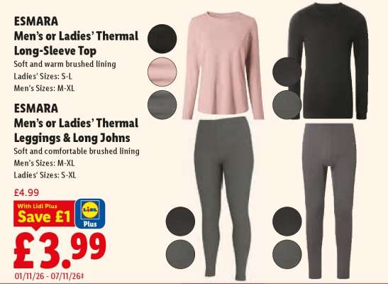 ESMARA Men’s or Ladies’ Thermal Long-Sleeve Top